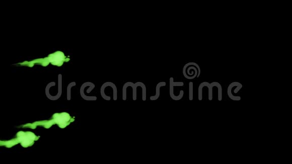 荧光绿色墨水在黑色背景下溶解在水中用Luma哑光3D渲染V11很多流视频的预览图