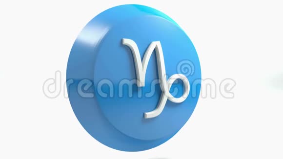 佐迪阿克摩羯座ICON蓝圈按钮三维渲染插图视频的预览图