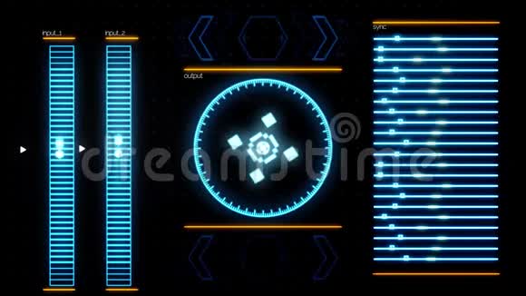 冷蓝未来主义界面的现代计算机程序详细的抽象背景动画移动指标视频的预览图