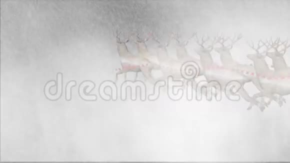 圣诞老人圣诞老人带着雪橇和在暴风雪中的动画视频的预览图