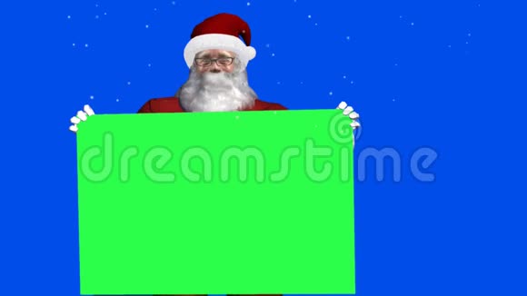 圣诞老人有绿色标志和降雪绿色蓝屏效果视频的预览图