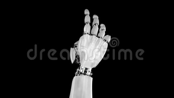 机器人手在黑色和绿色背景上竖起大拇指美丽的三维动画与深度的领域4K视频的预览图