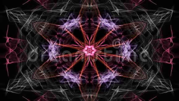 在黑色背景五颜六色的发光活曼达拉用于精神锻炼和冥想集中训练视频的预览图