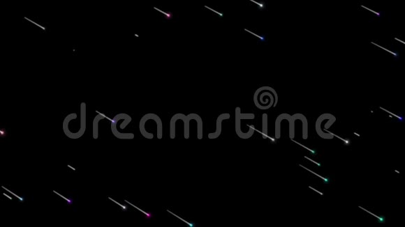彩色线条粒子在一个方向旋转黑色背景视频的预览图