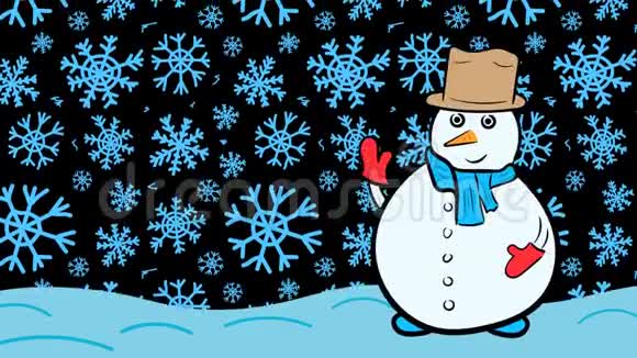 雪人圣诞节和深蓝色雪花视频的预览图
