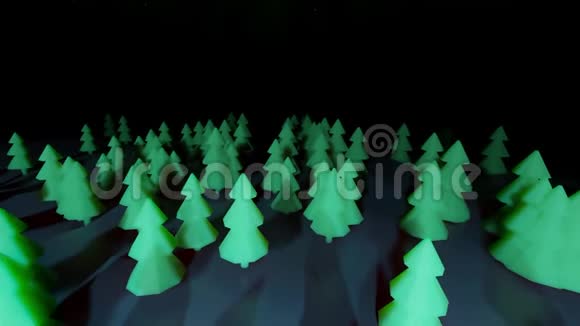 美丽的圣诞背景新年与黄金文本20203D渲染背景夜针叶林视频的预览图