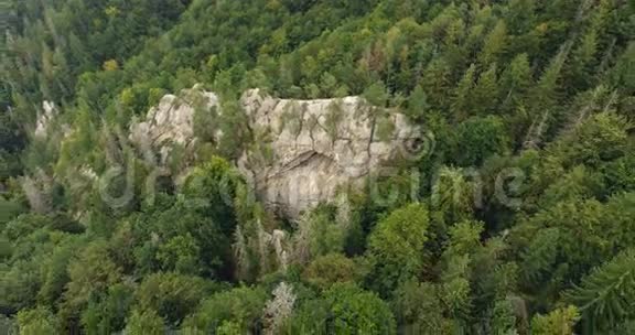 空中拍摄美丽的森林和悬崖景观视频的预览图