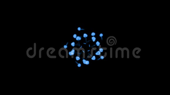 蓝墨水在黑色背景上溶解在水中用卢马哑光计算机仿真的三维渲染大量的墨水流动视频的预览图