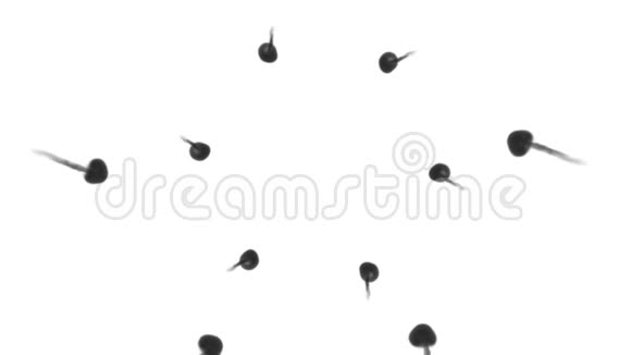 黑色墨水在白色背景上溶解在水中用Luma哑光计算机仿真的三维渲染很多墨水视频的预览图