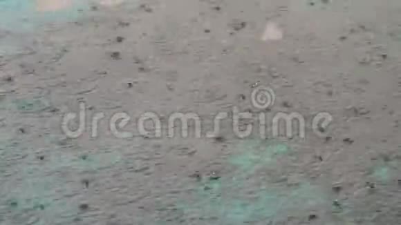 大雨落在沥青上热带降雨视频的预览图