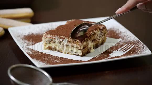 自制提拉米苏蛋糕传统意大利甜点视频的预览图