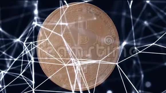 加密货币黄金比特币BTC比特币宏观镜头密码货币比特币硬币旋转的背景视频的预览图