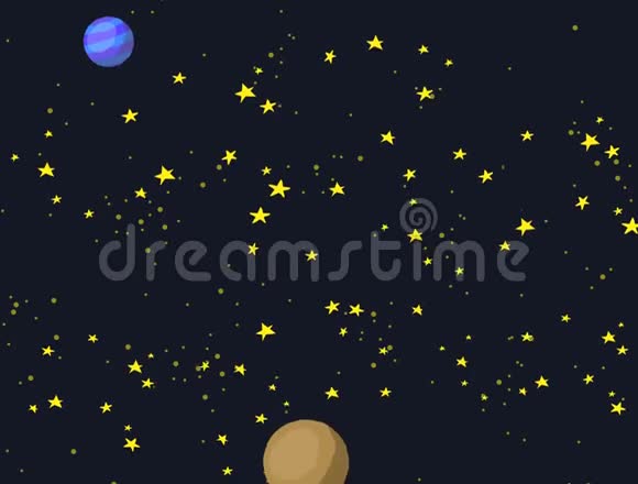 带有恒星和行星动画的卡通太空星系视频的预览图
