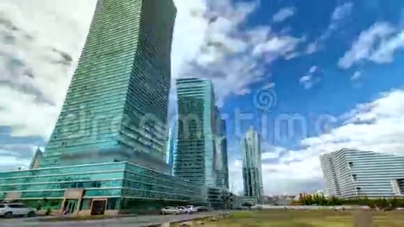 努尔珠尔大道延时超脱现代新办公楼在共和国首都哈萨克斯坦阿斯塔纳视频的预览图
