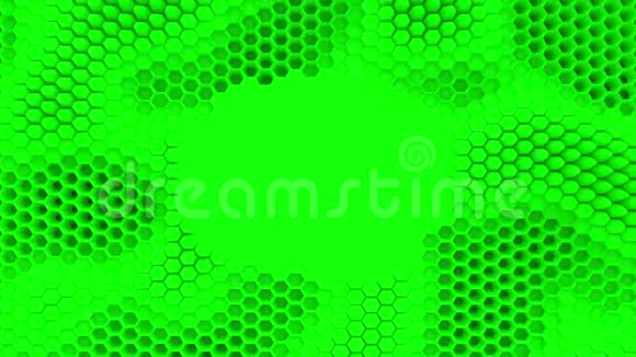 抽象绿色结晶背景蜂窝像海洋一样移动有文字或标志的地方视频的预览图