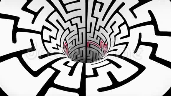 迷宫迷宫虫洞漏斗隧道飞行无缝环动画背景新质量老式风格视频的预览图