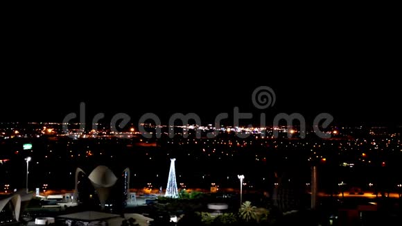 瓦伦西亚市的夜景桥市艺术和科学西班牙视频的预览图