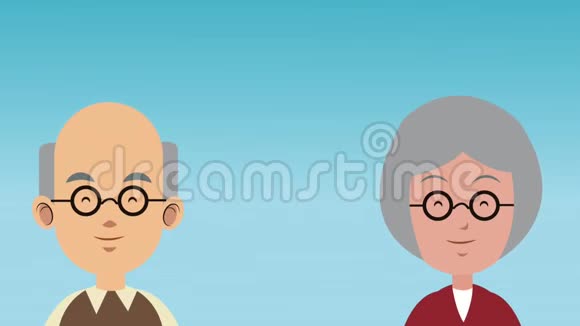 可爱的祖父母卡通高清动画视频的预览图
