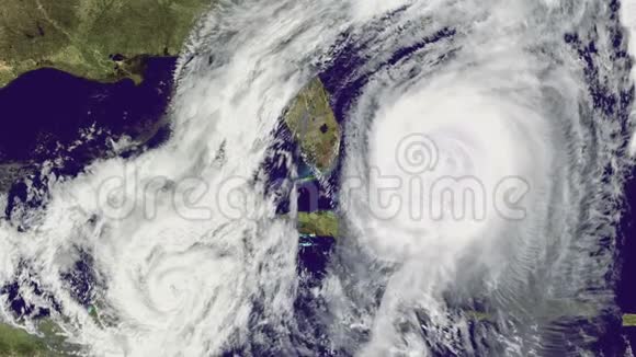 佛罗里达上空的双重飓风卫星图像视频的预览图