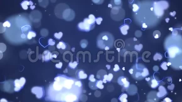 蓝色抽象的心背景无缝循环情人节节日动画视频的预览图