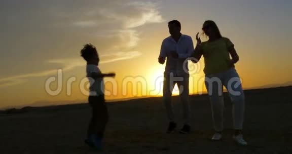 快乐的家庭在海滩上跳舞视频的预览图