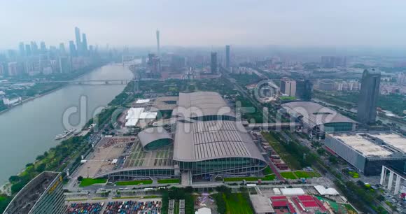 中国进出口博览会从上看总平面图飞越琶洲展览中心视频的预览图
