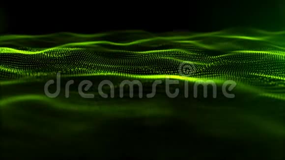 数字抽象亮绿色和浅绿色粒子形成网络技术运动背景视频的预览图