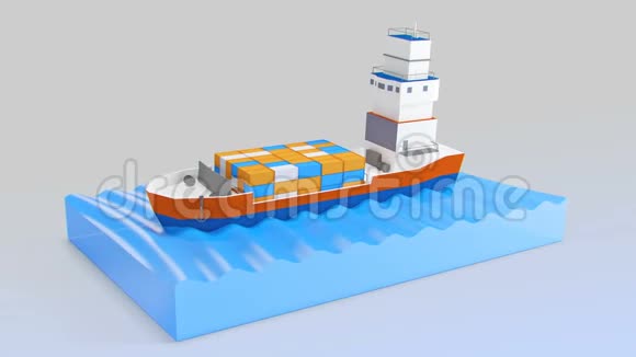 货船驶过大洋我自己设计的高品质的3D渲染视频的预览图