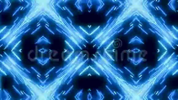 发光动态蓝白万花筒无缝环路动画美丽变化的磁化图形抽象视频的预览图