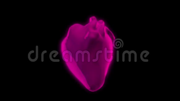 彩色心脏跳动三维模型在黑暗背景下旋转的抽象动画动画人体解剖视频的预览图