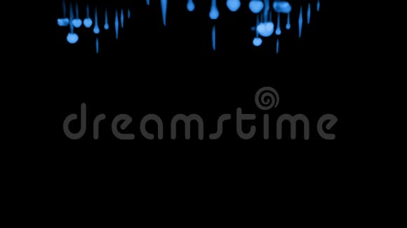 黑色背景上蓝色荧光墨水的墙壁溶于水大量的墨流在视频的预览图