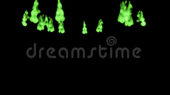 黑色背景上强大的荧光绿色墨水流从上到下在水中溶解成一个圆圈侧面视频的预览图