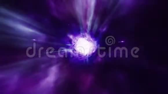 一个无缝的星际循环穿过一个充满闪亮恒星的蓝色虫洞科幻小说中的抽象曲视频的预览图