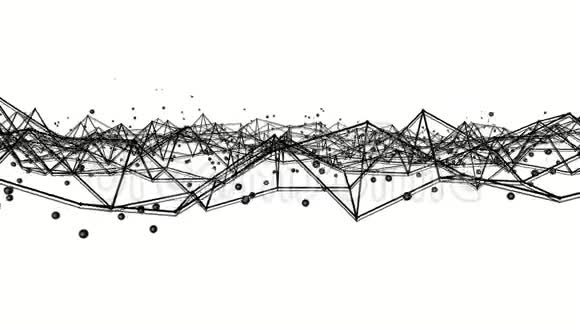 黑色三维网格球体在白色背景上慢慢变形3D渲染视频的预览图