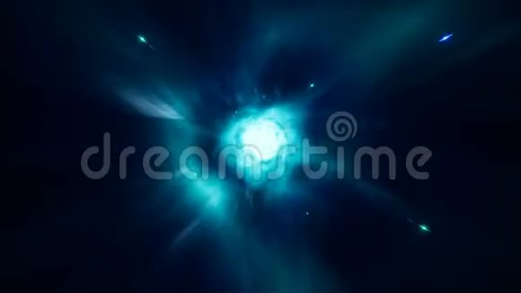 一个无缝的星际循环穿过一个充满闪亮恒星的蓝色虫洞科幻小说中的抽象曲视频的预览图