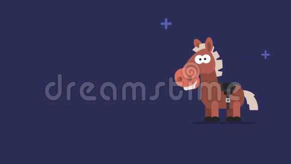 马和闪烁的星星有趣的动物角色中国占星术视频的预览图