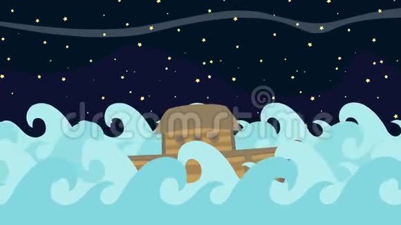 诺亚方舟星际之夜漂浮在海中视频的预览图