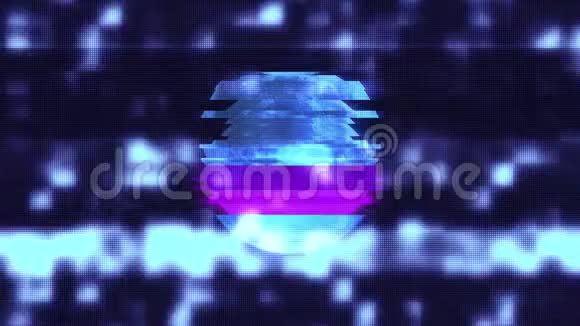 满月跳跃故障旧液晶电视屏幕显示无缝环动画黑星背景新视频的预览图