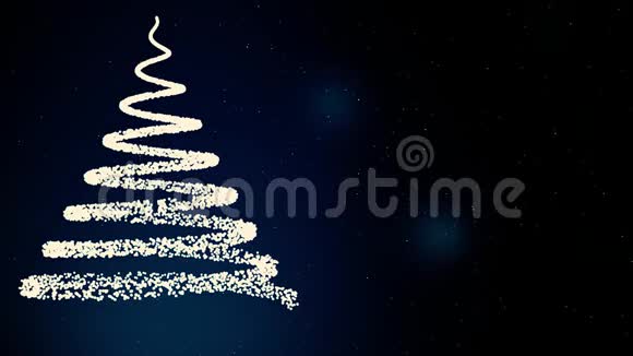 抽象的螺旋状的基督质量树雪花飘落深蓝色背景上闪烁的灯光寒假视频的预览图