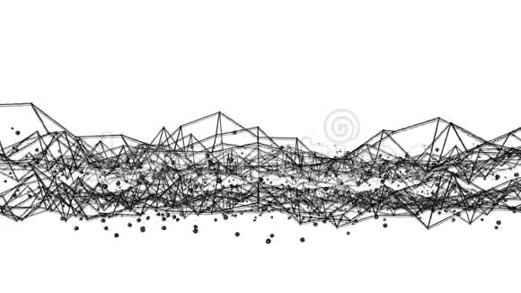 黑色三维网格球体在白色背景上慢慢变形3D渲染视频的预览图