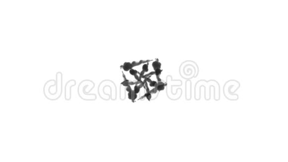 黑色墨水在白色背景上溶解在水中用Luma哑光计算机仿真的三维渲染很多墨水视频的预览图