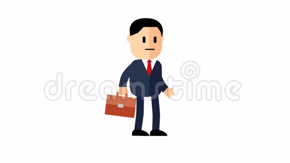 一个穿着商务套装手提公文包的卡通卡通人物走在色度键上动画动画视频的预览图