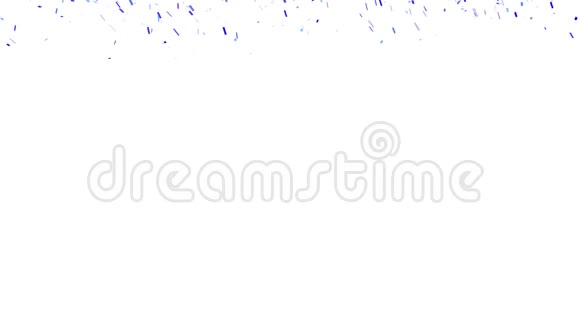 白色背景下彩色纸屑粒子模拟蓝颜色的抽象背景视频的预览图