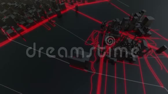 未来主义的夜城3D插图视频视频的预览图