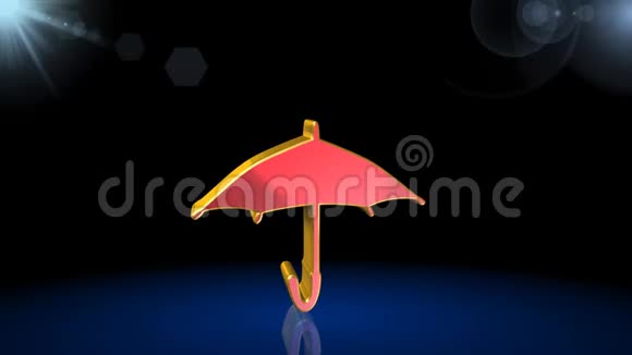 伞图标标志最佳3D插画最佳动画视频的预览图
