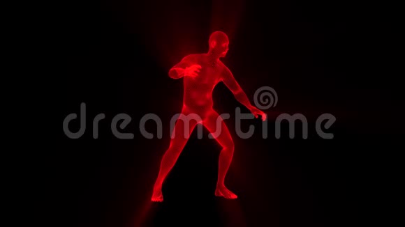 3D红色线架人与轻雷环图形元件视频的预览图