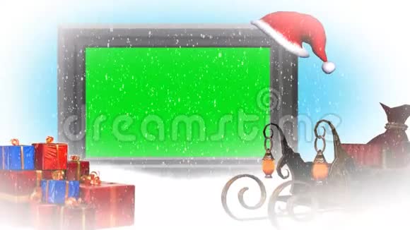 圣诞视频降雪动画圣诞帽在相框视频的预览图