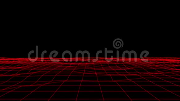 3D红流数字网格地板可循环图形单元背景视频的预览图