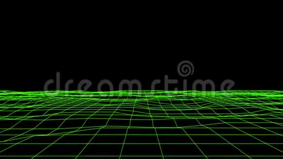 3D绿色数字网格地板可循环图形单元背景视频的预览图