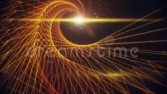 3D外空循环背景下的金线架螺旋网格视频的预览图